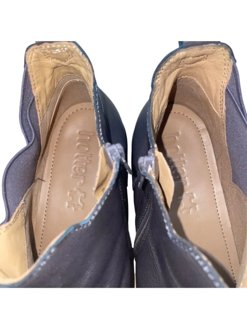 Hotter Women’s Metallic Gray Leather York Ankle Boots Size 8.5